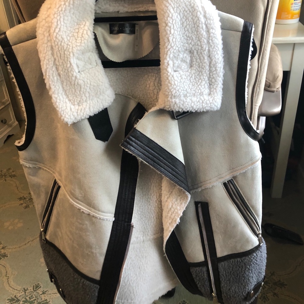 Stella + Lorenzo Faux suede and fuzzy vest